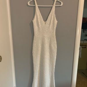 White Dress the Population sequin prom dress